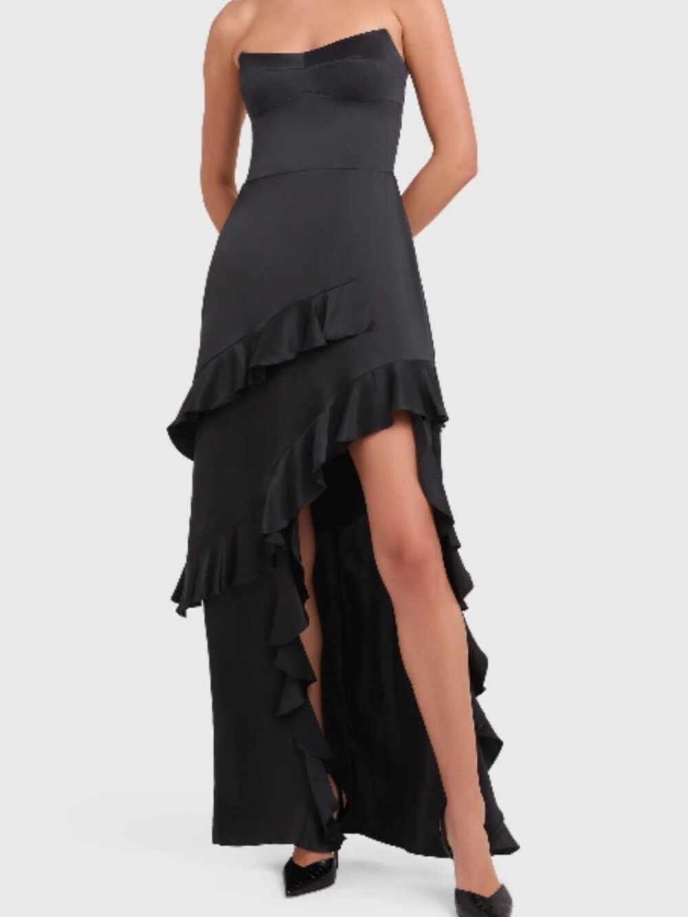 Amanda Uprichard Magnolia Silk Maxi Dress in Black